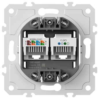 Механизм розетки RJ11 + RJ45 (двойная) cat.3/6/ClassE-4/8, серия DB