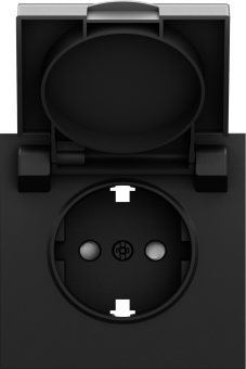 Накладка для розетки Schuko с заземлением, с крышкой, 16A 250 В~, черный графит, серия S08