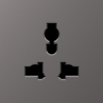 Накладка для розетки мультистандарт, со шторками 16A 250 В~, матовый титан, серия A07