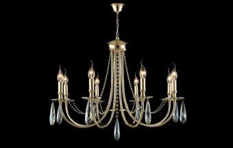 Подвесная люстра Crystal Lux VICTORIA SP8 GOLD/AMBER