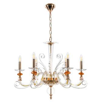 Подвесная люстра Crystal Lux CATARINA SP6 V2 GOLD/TRANSPARENT-COGNAC