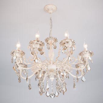 Подвесная люстра Eurosvet 3281/8 белый с золотом/тонированный хрусталь Strot