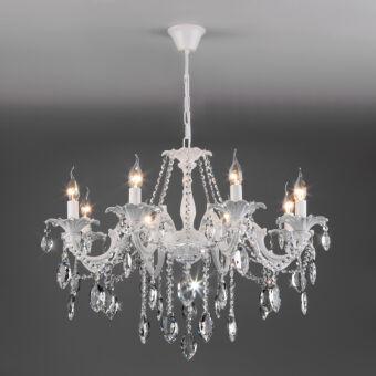 Подвесная люстра Eurosvet 10108/8 белый/прозрачный хрусталь Strotskis