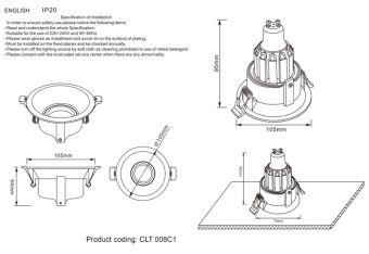 Встраиваемый светильник Crystal Lux CLT 008C1 BL