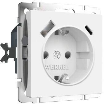 Розетка Werkel W1171761/ Розетка с заземлением, шторками и USB ти