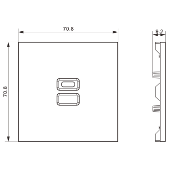 Накладка для розеток USB, сталь, серия S08