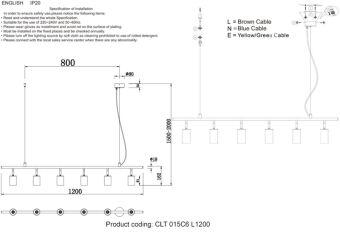 Подвесной светильник Crystal Lux RIVO SP6 L1200 BL