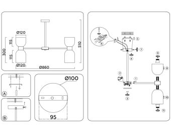 Люстра на штанге Ambrella Light LH56085
