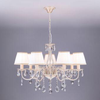 Подвесная люстра Eurosvet 3637/7 белый с золотом/прозрачный хрусталь Strotsk
