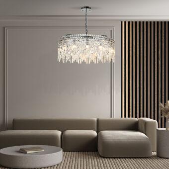 Подвесная люстра Eurosvet 60159 хром/ прозрачный хрусталь Strotskis